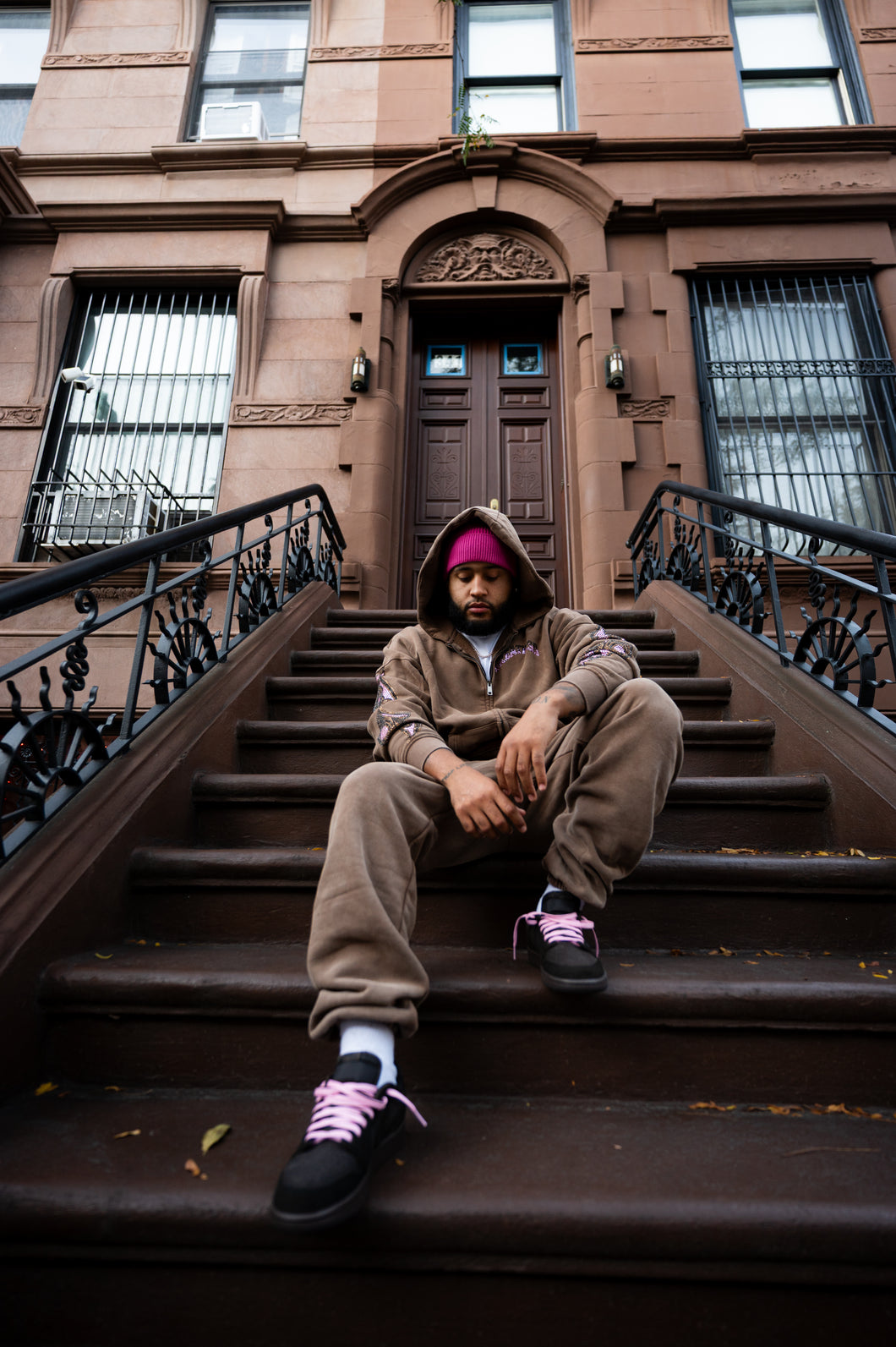 Brown & Pink Heavy Weight Sweat Suit